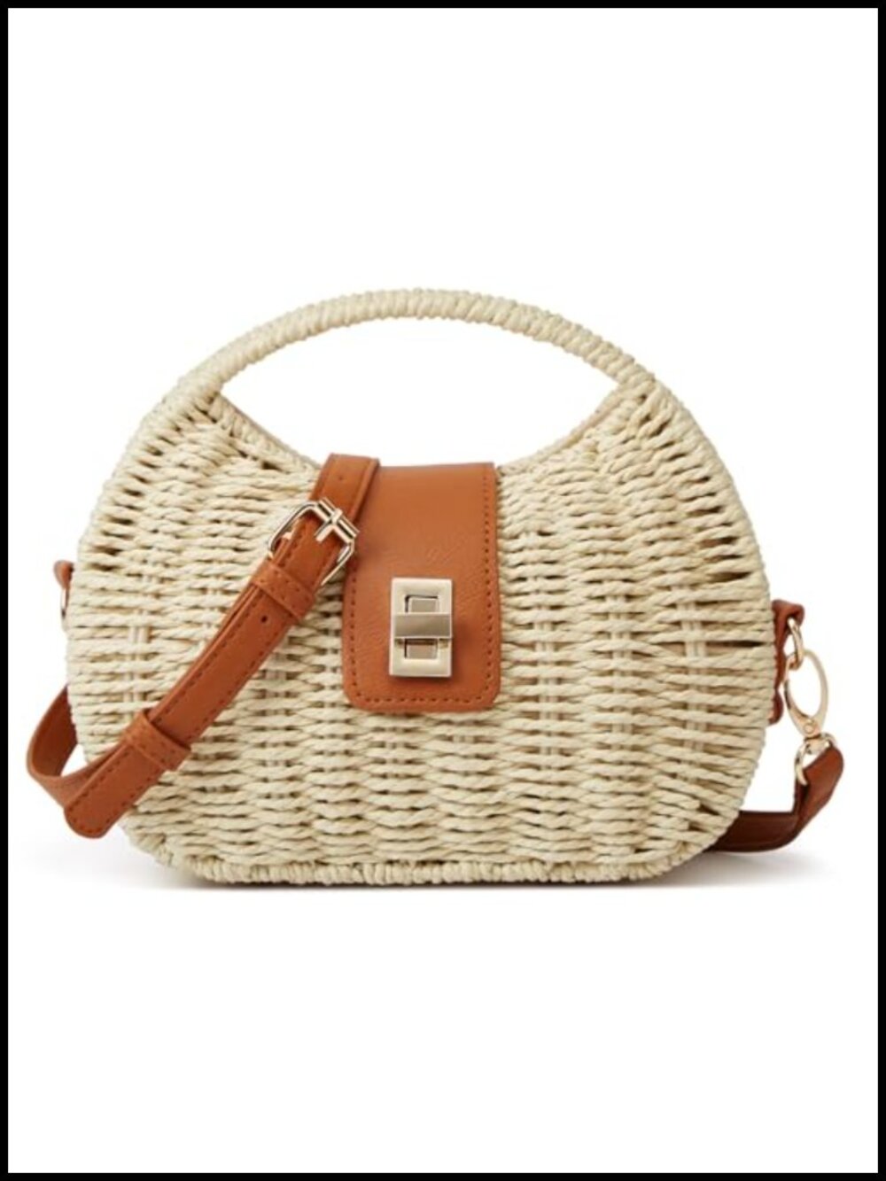 Natural Straw Dumpling Bag Woven Crossbody Purses Summer Beach Handbag Rattan